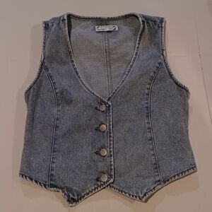 Stoosh Vintage Denim Button Front Vest-Medium-Unlined-Retro-Clean Girl-90s